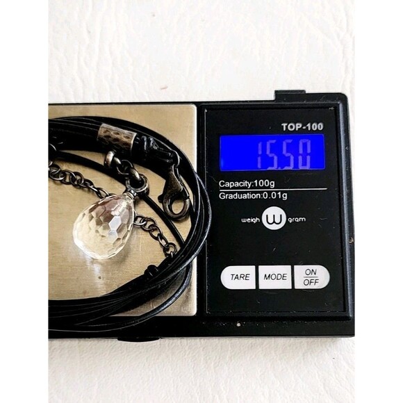 SILPADA N1494 Multi 5 Strand Black Leather Faceted Quartz Pendant Necklace - Picture 8 of 8